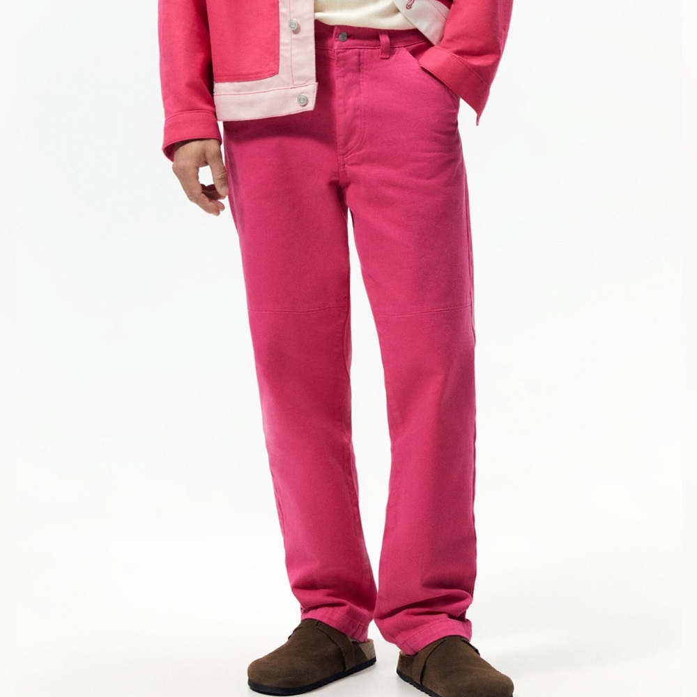 ZARA STRAIGHT‎ FIT PINK TROUSERS JEANS